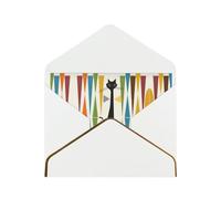 Cartes vierges de chat d'art moderne du milieu du siècle avec enveloppes, cartes de vœux simples avec enveloppes, envoyer à un ami proche