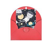 Cartes vierges et enveloppes amusantes en forme de chat astronaute. Cartes d'anniversaire, cartes de Noël, Halloween, lettres de remerciement, cartes d'encouragement.