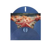 Cartes vierges et enveloppes imprimées étoiles de mer et corail sur la plage 12,7 x 15,2 cm pour invitations de mariage, d'anniversaire et toutes les occasions