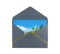 Cartes vierges île avec plage de sable et palmier avec enveloppes, cartes de vœux simples avec enveloppes, envoyer à un ami proche