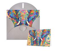 Cartes vierges Thinking of You avec enveloppes - Motif éléphant coloré - Pour toutes les occasions - Carte de condoléances - Cartes de remerciement, invitations de mariage, fête d'anniversaire