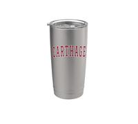 Carthage Illinois Souvenir College Style Rouge Texte Gobelet isotherme en acier inoxydable double paroi