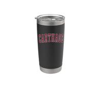 Carthage Illinois Souvenir College Style Rouge Texte Gobelet isotherme en acier inoxydable double paroi