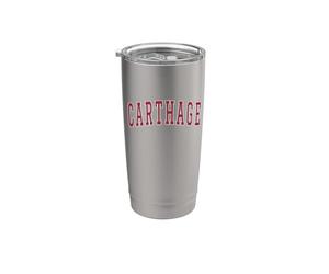 Carthage Illinois Souvenir College Style Rouge Texte Gobelet isotherme en acier inoxydable double paroi