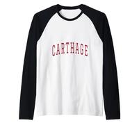 Carthage Illinois Souvenir College Style Rouge Texte Manche Raglan