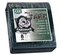 CARTMAN Bâche verte imperméable de 2,4 x 3 m, taille finie, 8 mm d'épaisseur, housse de protection multifonction pour abri de pluie, bâche de camping
