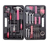 CARTMAN Mallette à outils 148 pièces, maison, bricolage et garage, rose | Kit complet avec marteau, pinces, tournevis, clés et douilles pour la maison, le garage et les petites réparations