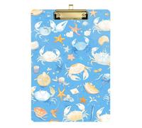 Cartographie animal crabe bleu ciel été A4 presse-papiers dentaire carte presse-papiers transparent pour football softball coaching taille 9 x 12