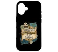 Cartography is My Cardio Funny Map Lover Geographer Coque pour iPhone 16