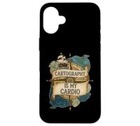 Cartography is My Cardio Funny Map Lover Geographer Coque pour iPhone 16 Plus