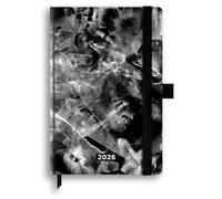 Cartomania Agenda 2026 Journalier M 12 mois fantaisie, 12 x 18 cm, couverture rigide, poche à soufflet, élastique porte-stylo et marque-page