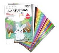 Carton 50x65 Pack complet 185/230 g Carton de couleurs et métallisé pour travaux manuels, Scrapbooking, imprimante jet d'encre et laser - SIDI (pack complet, 250h)