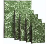 Exacompta Carton à dessin Réf. 628E – papier marbré verni, élastiques, dos toilé, B4, vert