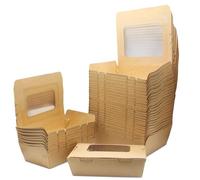 Carton à Salade, Nourriture à Emporter Carton, Boîte D'emballage en Papier Kraft, avec Fenêtre, Preuve D'huile et D'eau, pour Sandwich, Gâteau au Fromage, Hamburger (50 PCS 900ml)