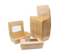 Carton à Salade, Nourriture à Emporter Carton, Boîte D'emballage en Papier Kraft, avec Fenêtre, Preuve D'huile et D'eau, pour Sandwich, Gâteau au Fromage, Hamburger (20 PCS 700ml)