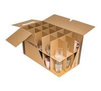 Carton à verres, en carton ondulé, brun
