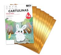 Carton A4 Or métallisé 230 g Carton brillance réfléchissante pour travaux manuels, Scrapbooking, imprimante jet d'encre et laser - SIDI (or métallisé, 25h)