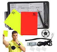Carton Arbitre Football Tenue,Carton Jaune Et Rouge + Sifflet Tenue + Monnaie, Kit Arbitre Football, Carnets Scores avec Crayon avec Cahier