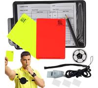 Carton Arbitre Football Tenue¿Carton Jaune Et Rouge + Sifflet Tenue + Monnaie,Kit Arbitre Football,Carnets Scores Avec Crayon Avec Cahier