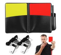 Carton Arbitre Set, Carton Jaune et Rouge Arbitre avec Métal Sifflet Arbitre, Carnet de Scores, Crayon, Ensemble de Carte D'arbitre de Football pour Football, Basket-Ball et Autres Sports