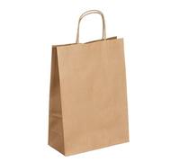 Carton de 50 sacs kraft brun poignées torsadées 31 x 22 x 10 cm