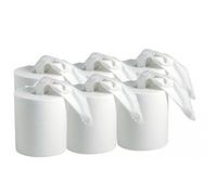 Carton de 6 bobines d' essuie tout blanc 450 feuilles deroulable ou central - 050109