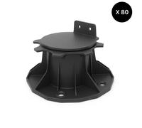 CARTON DE 80 PLOTS RÉGLABLES 66 À 145 MM POUR TERRASSE BOIS ET COMPOSITE - L: 50 cm - l: 50 cm - Noir