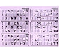 Carton de Jeu Loto - 6 grilles sur Une Plaque 29x20cm, Epais Rigide 1 mm, Usage Frequent - Coloris Lilas - Set ccessoire et Carte