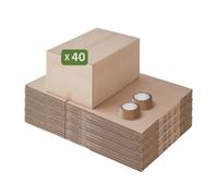 Carton déménagement - Pack and Move Lot 40 - Seconde main - 57x39x34 cm - Cartons réemployés - Seconde vie - 2 adhésifs offerts