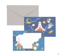 Carton D'invitation - Ptit Clown - Lot De 8 - Espace - Bleu - Enfant
