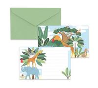 Carton Invitation - PTIT CLOWN - Lot de 8 - Animaux de la Savane - Multicolore - Enfant