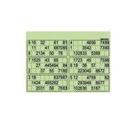Carton Loto Bingo - Plaque de 6 grilles imprimees 90 numeros - Format Standard, Rigide 1.5 mm, Vert - Set accessoire + carte
