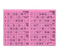 Carton loto bingo plaque de 6 grilles imprimees - rigide 1 mm couleur rose format standard - set accessoire tirage et carte
