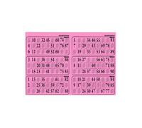 Carton Loto Bingo Plaque de 6 grilles imprimees - Rigide 1 mm, couleur rose, format standard - Set Accessoire tirage et carte