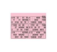 Carton Loto - Plaque de 6 grilles coloris Rose, 90 numeros - Format 29x20 cm, Ep 1.5 mm - Set Jeu planche loto bingo + carte