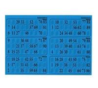 Carton loto plaque de 6 traditionnel bleu turquoise - planche multi grilles epaisseur 1 mm - set accessoire soiree loto et carte Bleu