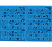 cavernedesjouets Carton Loto Plaque de 6 Traditionnel, Bleu Turquoise - Planche Multi grilles, epaisseur 1 mm - Set Accessoire Soiree Loto et Carte