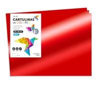 Carton Métallisé Couleur 50x65 cm, 230 g/m², Feuilles Cartonnées Grandes, Carton de Couleur pour Loisirs Créatifs, Projets Artistiques et Décorations, Effet Brillant · m-office (125 feuilles, Rouge)