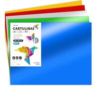 Carton Métallisé Couleur 50x65cm, 230g/m², Feuilles Cartonnées Grandes, Carton de Couleur pour Loisirs Créatifs, Projets Artistiques et Décorations, Brillant · m-office (50 feuilles, Assortiment)