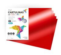 Carton Métallisé Couleur A3, 230 g/m², Feuilles Cartonnées Grandes, Carton de Couleur pour Loisirs Créatifs, Projets Artistiques et Décorations, Effet Brillant · m-office (25 feuilles, Rouge)