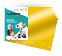 Carton Métallisé Couleur A4 21x29,7 cm, 230g, Feuilles Cartonnées Grandes, Carton de Couleur pour Loisirs Créatifs, Projets Artistiques et Décorations, Effet Brillant · m-office (10 feuilles, Or)