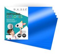 Carton Métallisé Couleur A4 21x29,7cm, 230g Feuilles Cartonnées Grandes, Carton de Couleur pour Loisirs Créatifs, Projets Artistiques et Décorations, Effet Brillant · m-office (25 feuilles, Bleu)