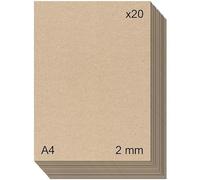 Carton pierre gris contrecollé (1,5 mm/2 mm) pour travaux manuels, reliure, carton et scrapbooking (20, 2 mm - A4)