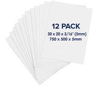 Carton Plume (Foam Board) 750 x 500 x 5mm - Pack de 12 Plaques - Panneau D’affichage Blanc, Grand, sans Acide, Carton Mousse pour L’art, les Présentations et les Projets Scolaires