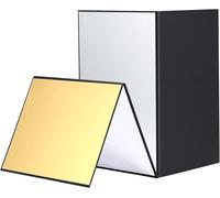 Carton réflecteur 3 en 1,Réflecteur de Lumière Pliable 29x21 cm pour Studio Photographie de Bijoux de Table,de Cosmétiques,d'Aliments et de Produits,2 pièce(Noir Blanc Or/Argent)