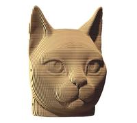 CARTONIC Chat 3D Puzzle en Carton - 89 Pièces, 18 × 15 × 13 cm, matériaux recyclés, kit de Sculpture DIY