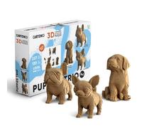 CARTONIC Chiots Trio - Puzzle 3D en Carton, Coffret 3 modèles, 227 pièces, matériaux recyclés, Sculptures DIY