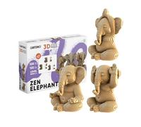 CARTONIC Éléphants Zen Trio - Puzzle 3D en Carton, Coffret 3 modèles, 328 pièces, matériaux recyclés, Sculptures DIY