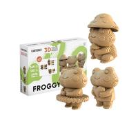 CARTONIC Grenouilles Trio - Puzzle 3D en Carton, Coffret 3 modèles, 249 pièces, matériaux recyclés, Sculptures DIY