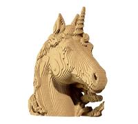 CARTONIC Licorne Puzzle 3D en Carton - Maquette à Monter | 65 Pièces, 18 × 18 × 9 cm - Kit Sculpture DIY à Peindre, Matériaux Recyclés, Ados & Adultes, Idée Cadeau Déco
